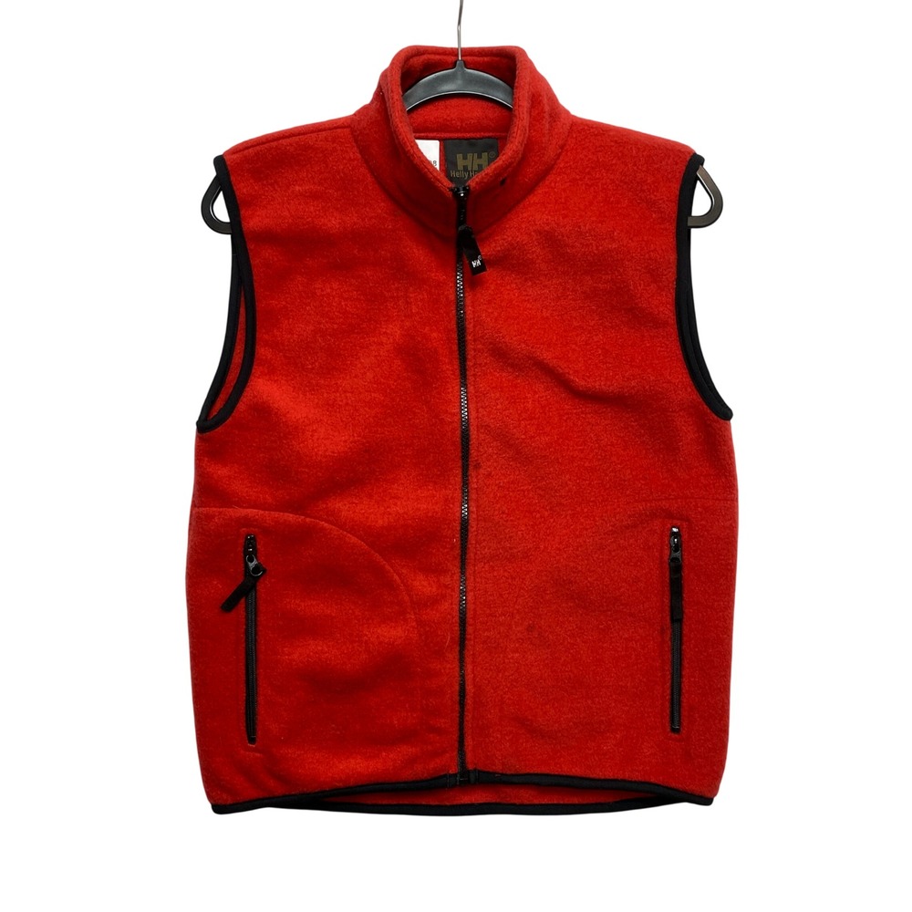 Helly Hansen Vest Mens XS Red Sleeveless Jacket Made in USA/EU Fleece Full Zip